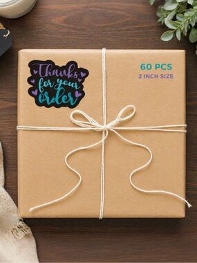 60 Thank You Stickers 2” 60 Pack Small Business Packaging Labels NWT